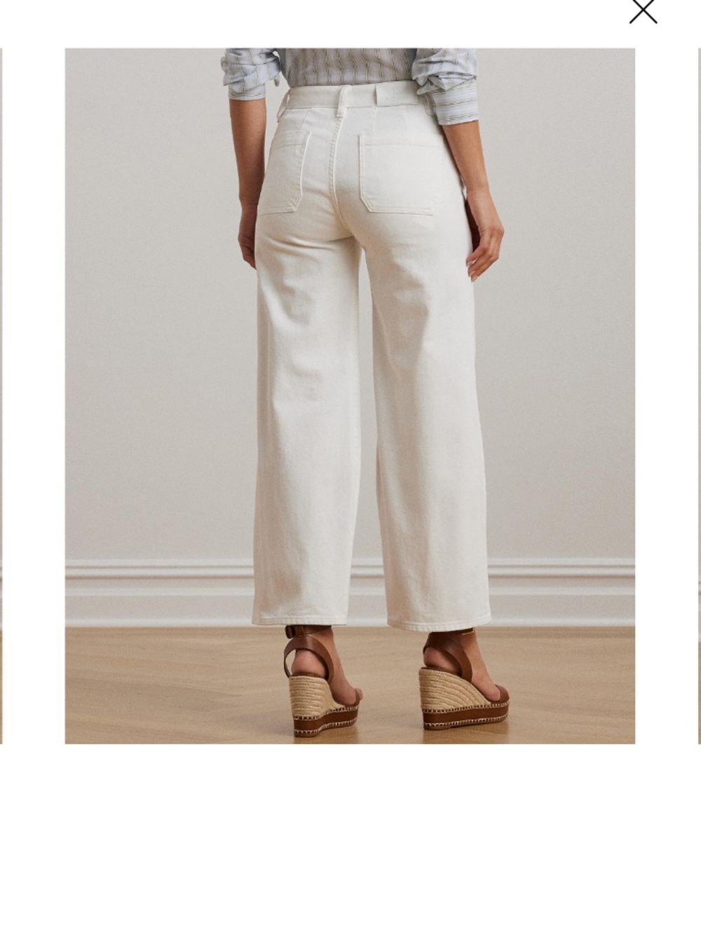 Lauren Ralph Lauren size 8 Women's High-Rise Wide-Leg Cropped Jeans white - Picture 2 of 3